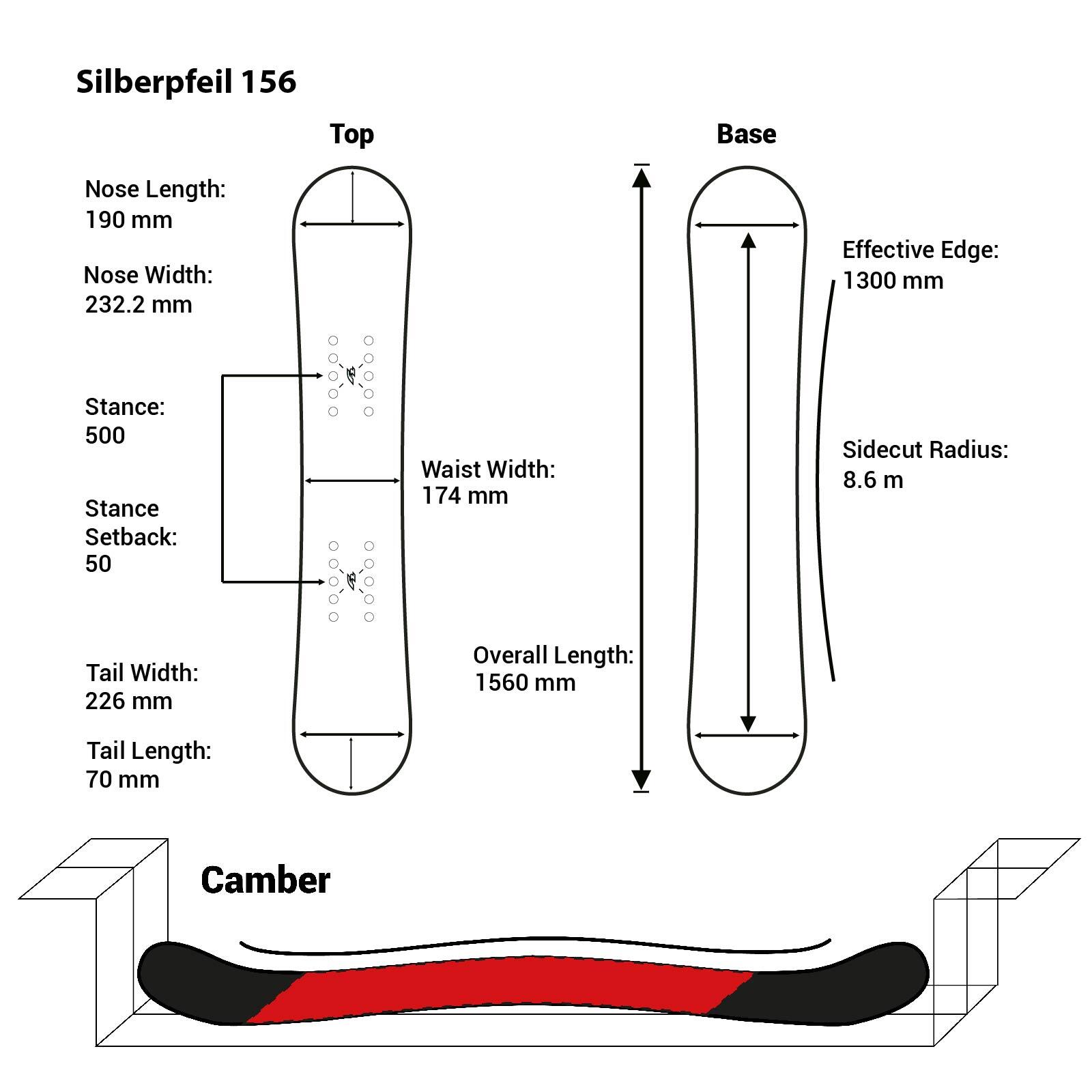 F2   Snowboard Silberpfeil Race 156 cm Silber/Rot 2024/25 3/3
