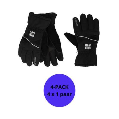 Heatkeeper - ski handschoenen pro heren - zwart - 4-paar