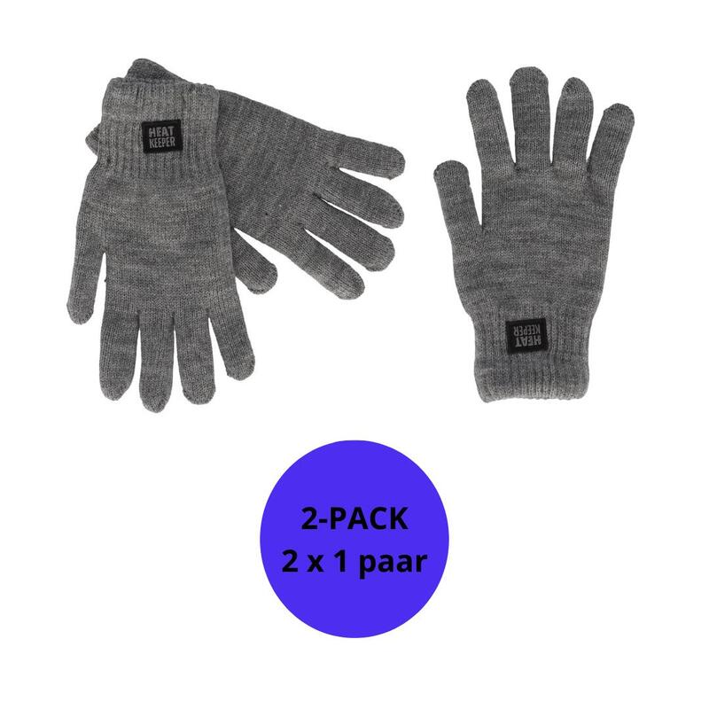 Heatkeeper - Gants thermiques tricotés - Hommes - Gris moyen - 2 paires