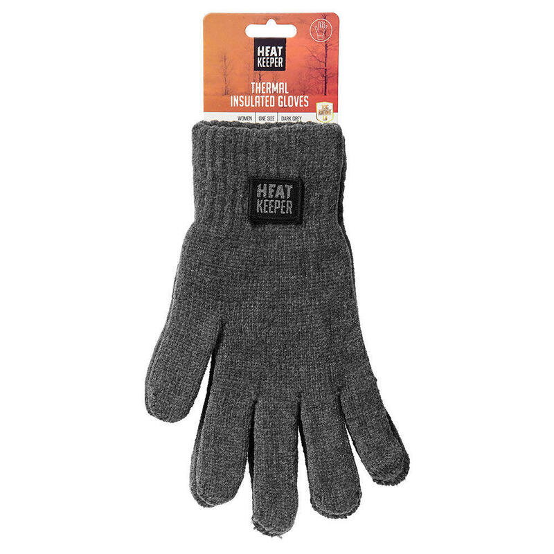 Heatkeeper - Gebreide thermo handschoenen dames - Chenille - Donker Grijs