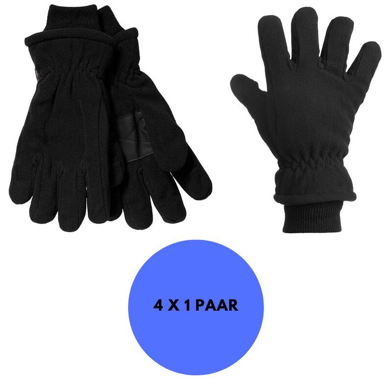 Heatkeeper - Fleece thermo handschoenen - Heren - Zwart - 4-Paar