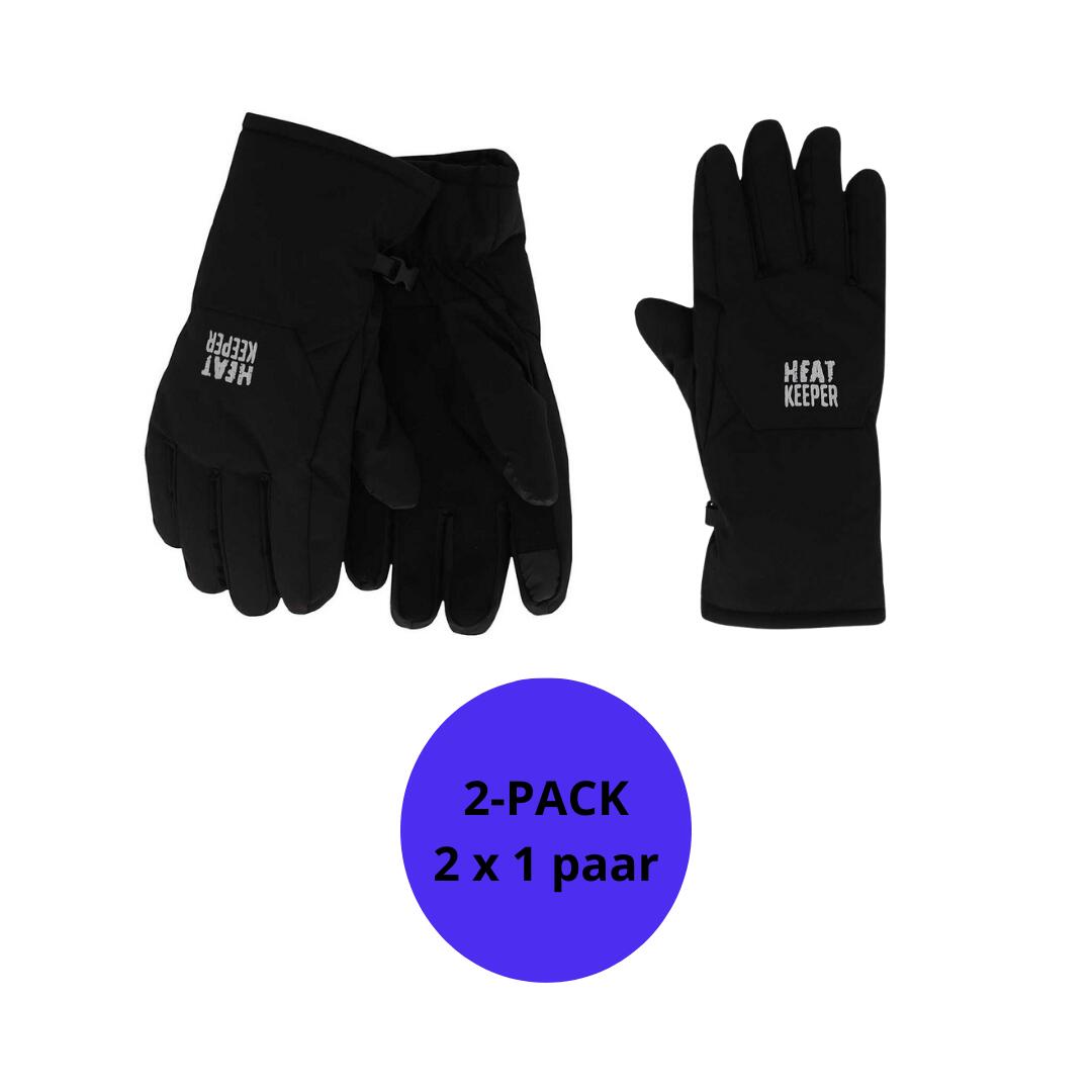 HEAT KEEPER Heatkeeper - Dames winter handschoenen - Softshell - Zwart - 2-Paar