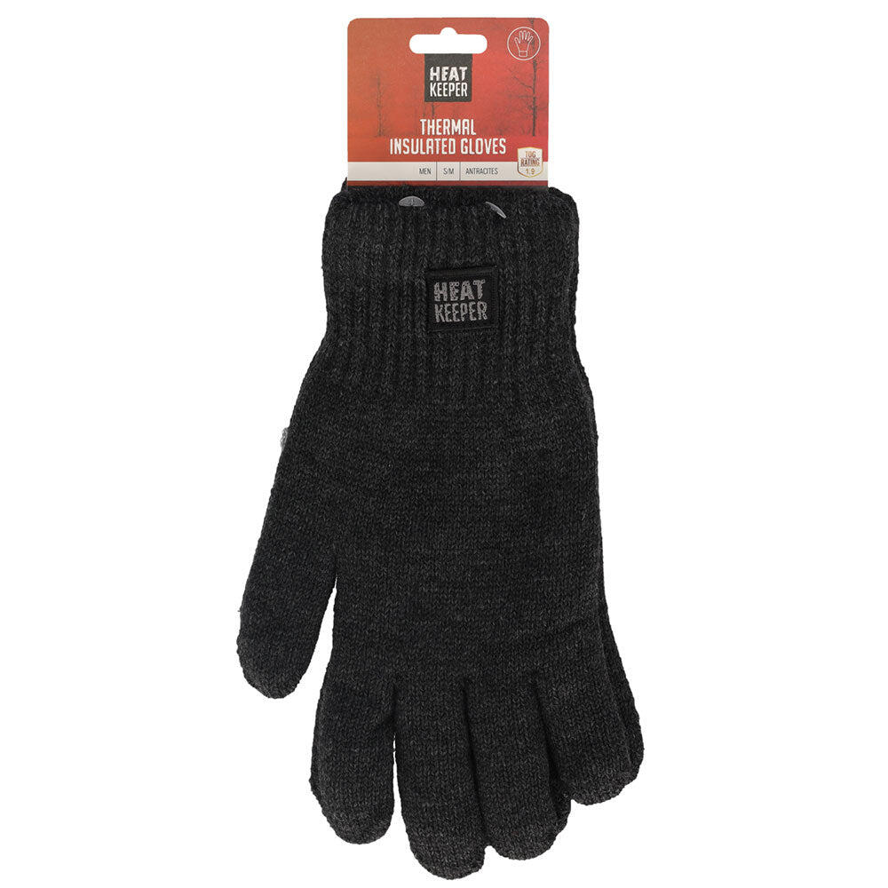 Heatkeeper - Gebreide thermo handschoenen - Heren - Antraciet - 4-Paar 4/7
