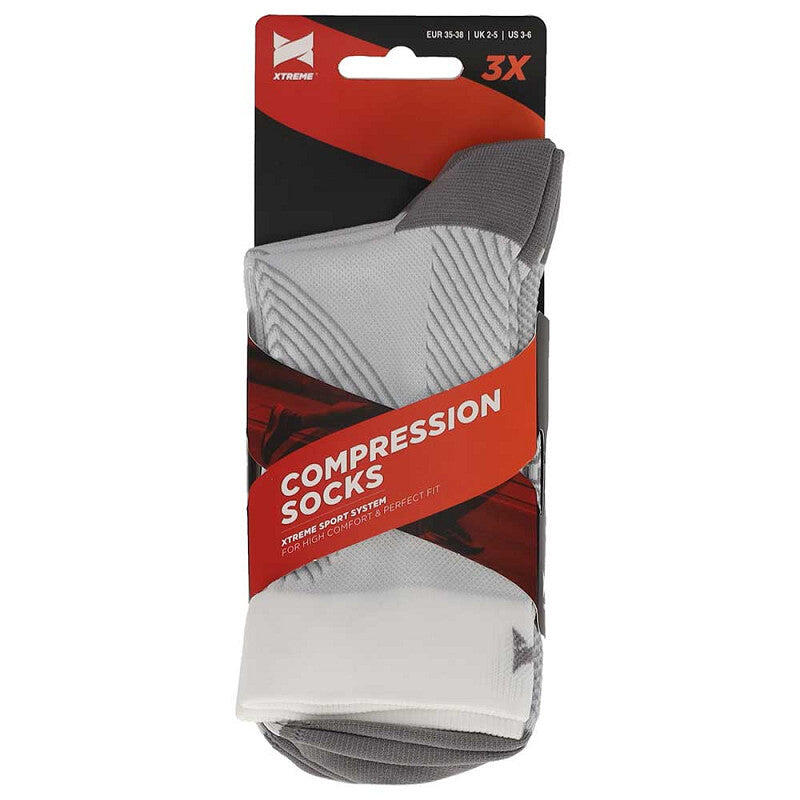 Xtreme - Sport compressie quarter sokken - 3-Pak - Unisex - Multi Wit 3/7