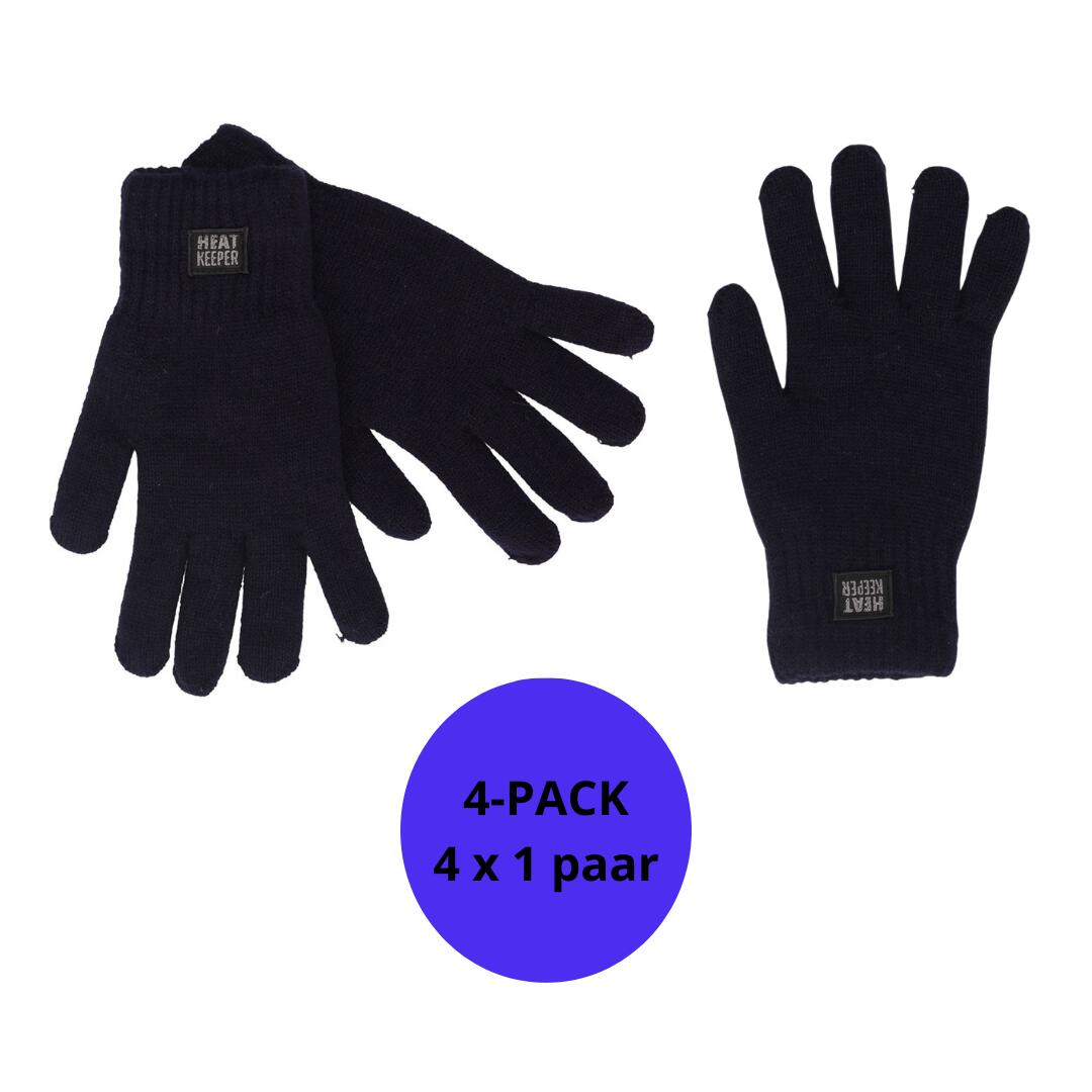 HEAT KEEPER Heatkeeper - Gebreide thermo handschoenen - Heren - Zwart - 4-Paar