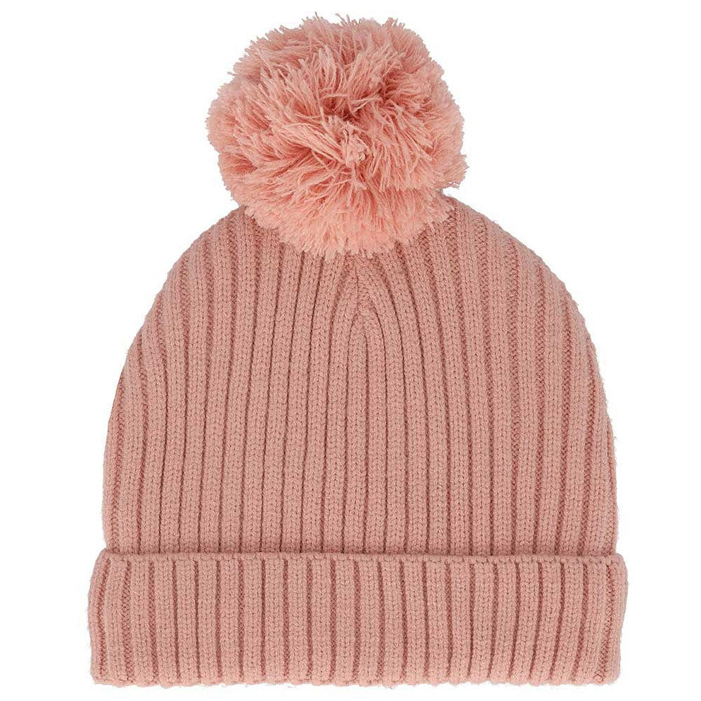 Baby Muts Ribbed + Pompon 1-2 Jaar Licht Roze 2/3