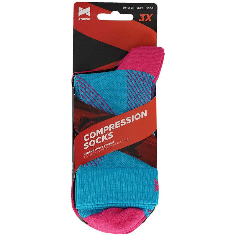 Xtreme – Sport-Kompressions-Viertelsocken – 3er-Pack – Unisex – Multi Pink 4/7