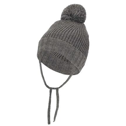 Kit bonnet d'hiver côtelé pour garçon avec pompon 4 à 8 ans
