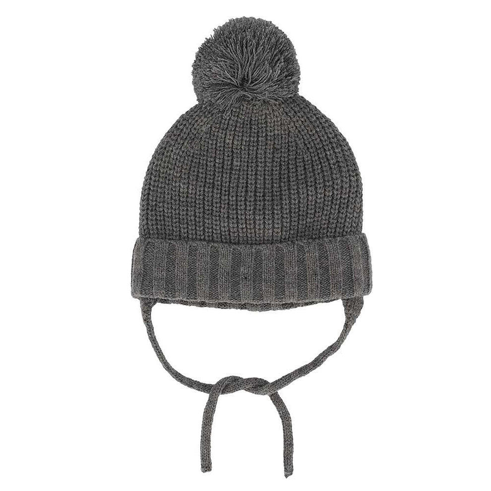 Cappello invernale da bambino a coste grigio medio con pompon taglia 2-4 anni. 2/3