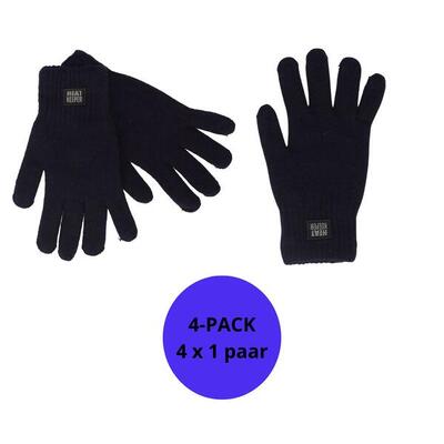 Heatkeeper - gebreide thermo handschoenen - heren - navy blauw - 4-paar