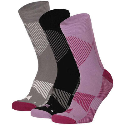 Hardloop sokken compressie quarter 3-pack multi paars
