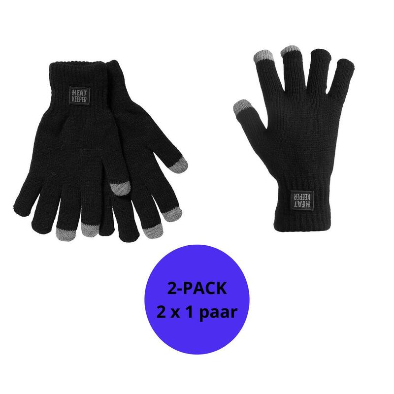 Heatkeeper - Thermo handschoenen dames met I-touch - Zwart - 2-Paar