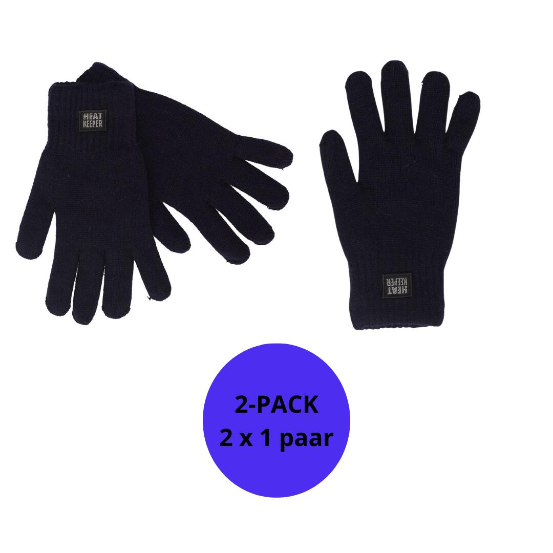 HEAT KEEPER Heatkeeper - Gebreide thermo handschoenen - Heren - Navy Blauw - 2-Paar