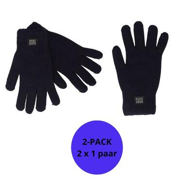 Heatkeeper - gebreide thermo handschoenen - heren - navy blauw - 2-paar