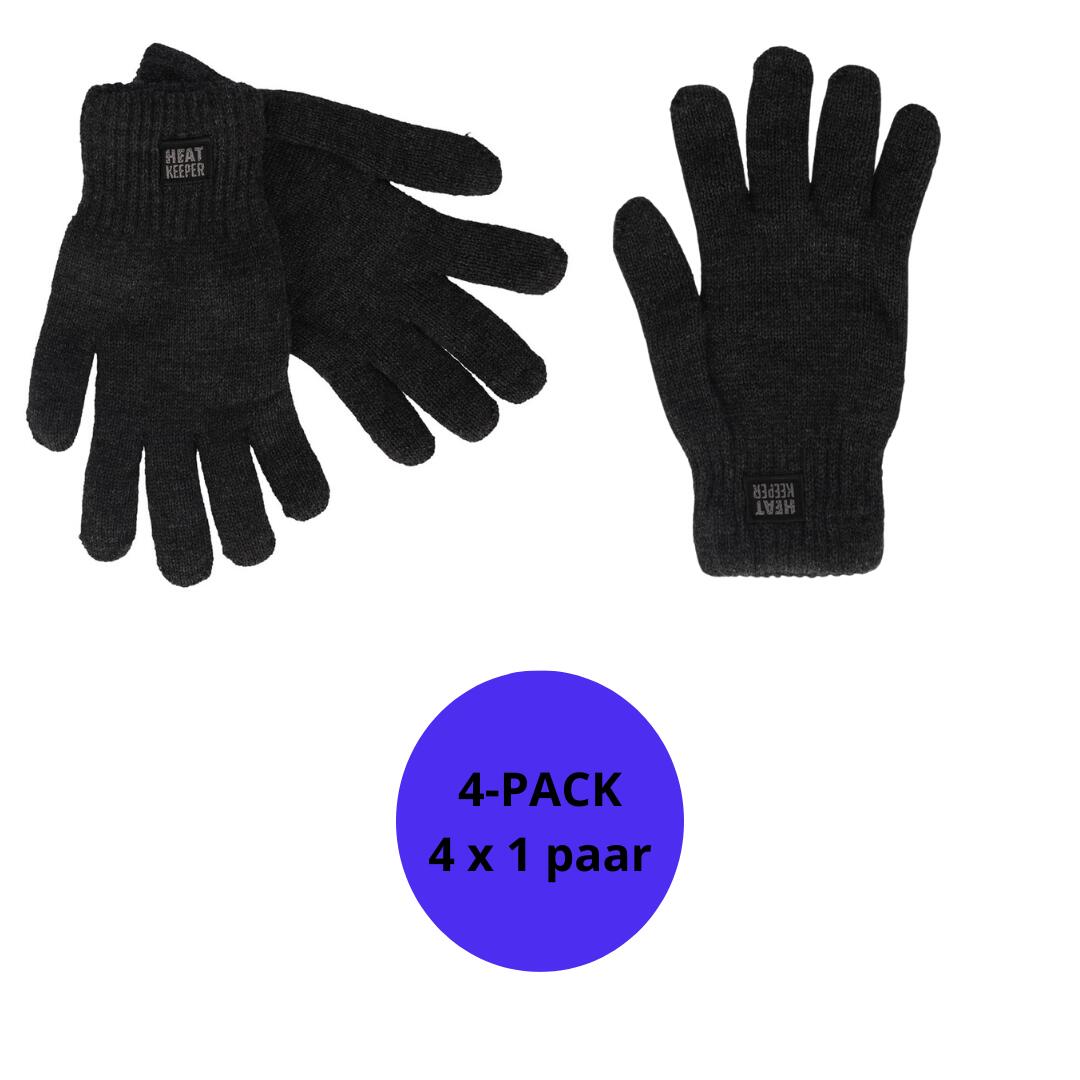 HEAT KEEPER Heatkeeper - Gebreide thermo handschoenen - Heren - Antraciet - 4-Paar