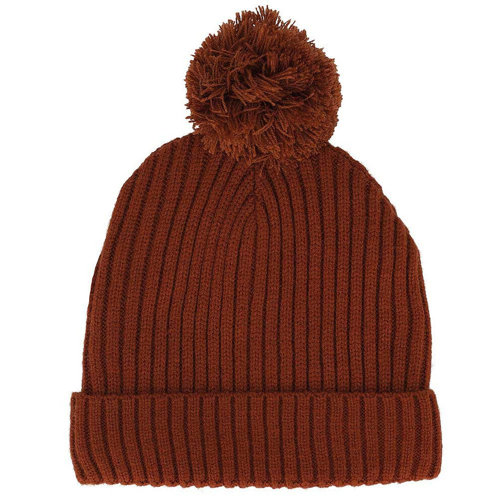 Cappello invernale a coste per bambina taglia media marrone da 2 a 4 anni. 2/3