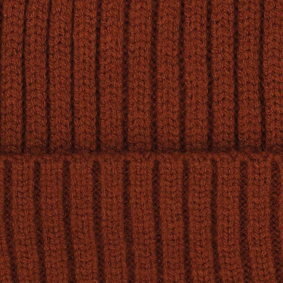 Cappello invernale a coste per bambina taglia media marrone da 2 a 4 anni. 3/3