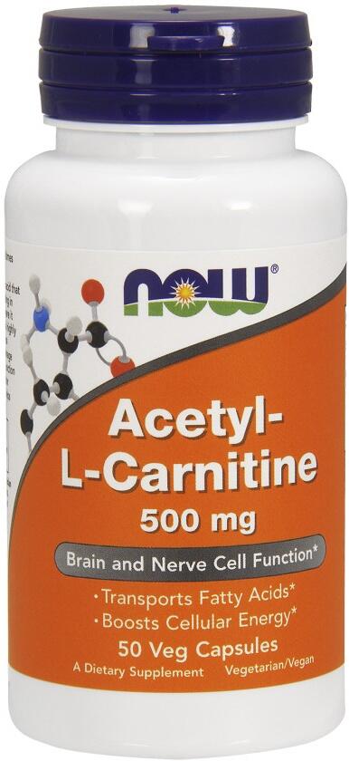 NOW Now Foods Acetyl L-Carnitine 500mg (50) Standard - Dieet & Gewichtsbeheersing