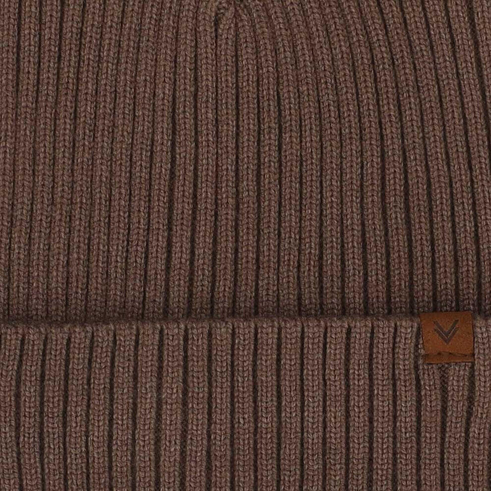 Bonnet homme côtelé taupe uni taille unique 3/3