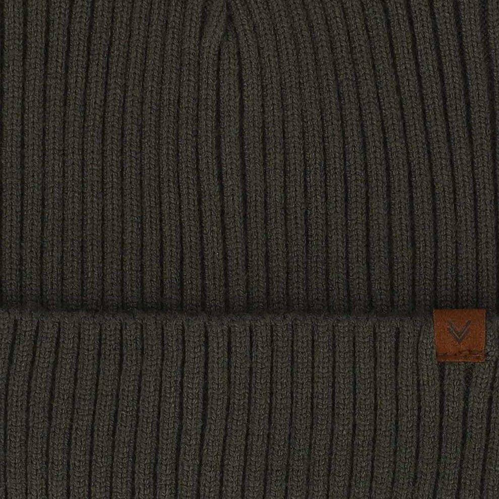 Bonnet et écharpe homme côtelés couleur kaki taille unique 5/5