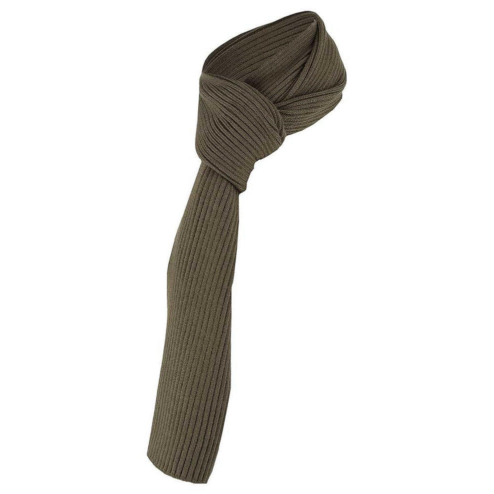 Bonnet et écharpe homme côtelés couleur kaki taille unique 3/5