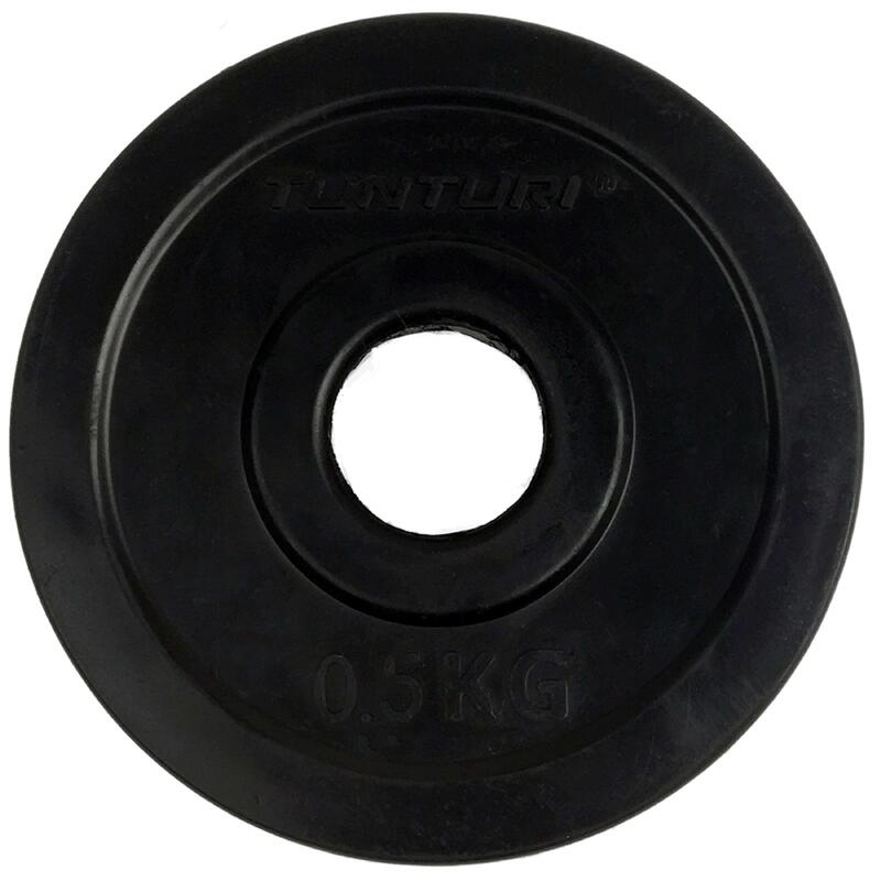 Gummiertes 0.5 kg Tunturi Gewichtsscheibenpaar 30 mm Schwarz