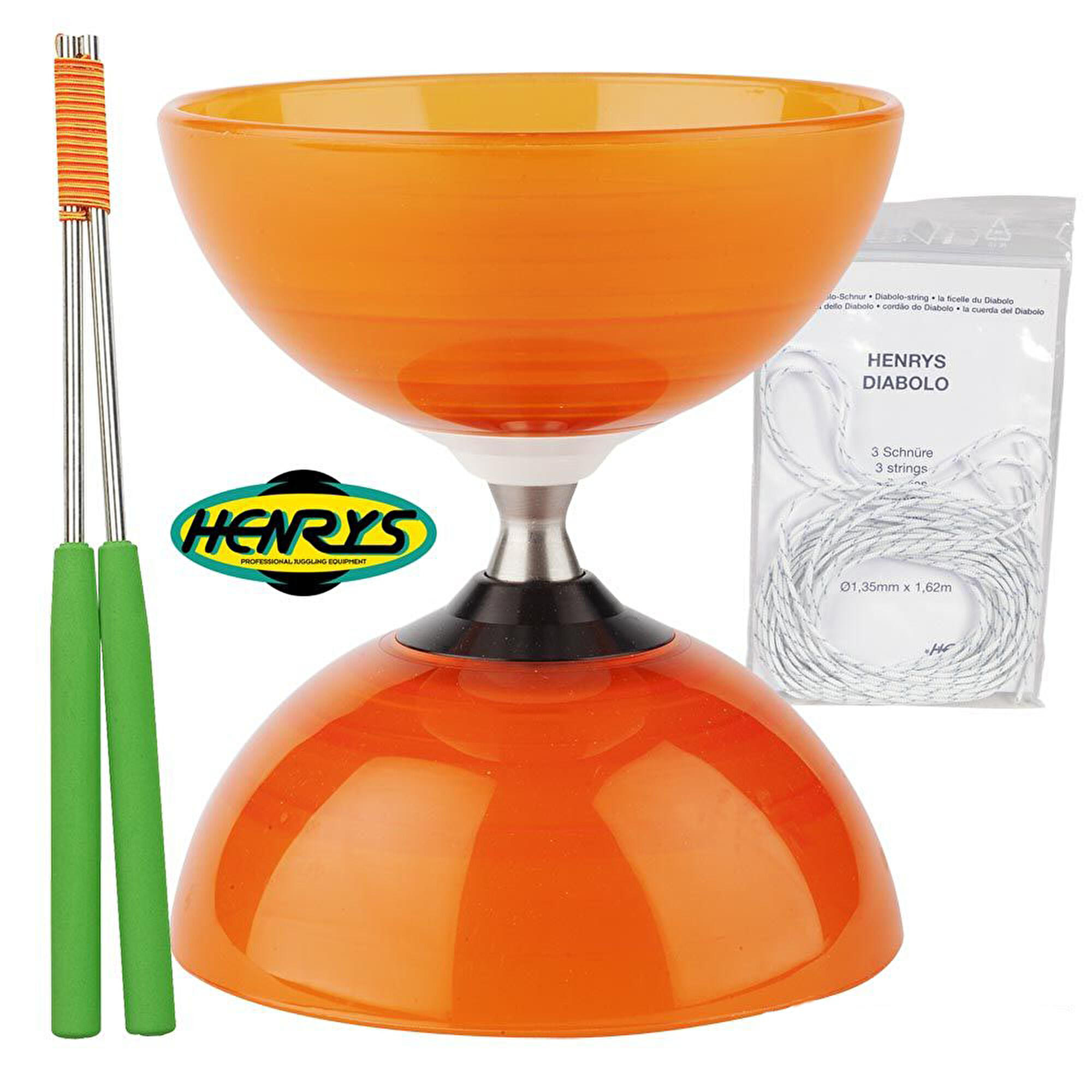 Cirkao - Diabolo Beach À Roulement - Orange + Bag. Alu Vert + 5m Ficelle - Diabolo - Orange|vert - 120 Mm - Decathlon