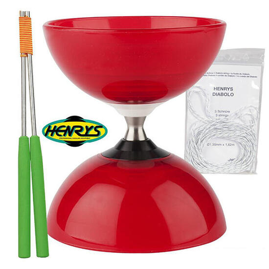 Diabolo Beach à roulement - Rouge + Bag. Alu Vert + 5m ficelle