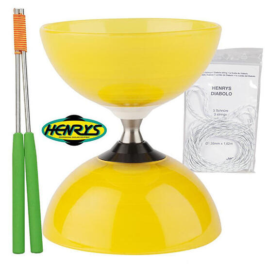Diabolo Beach à roulement - Jaune + Bag. Alu Vert + 5m ficelle