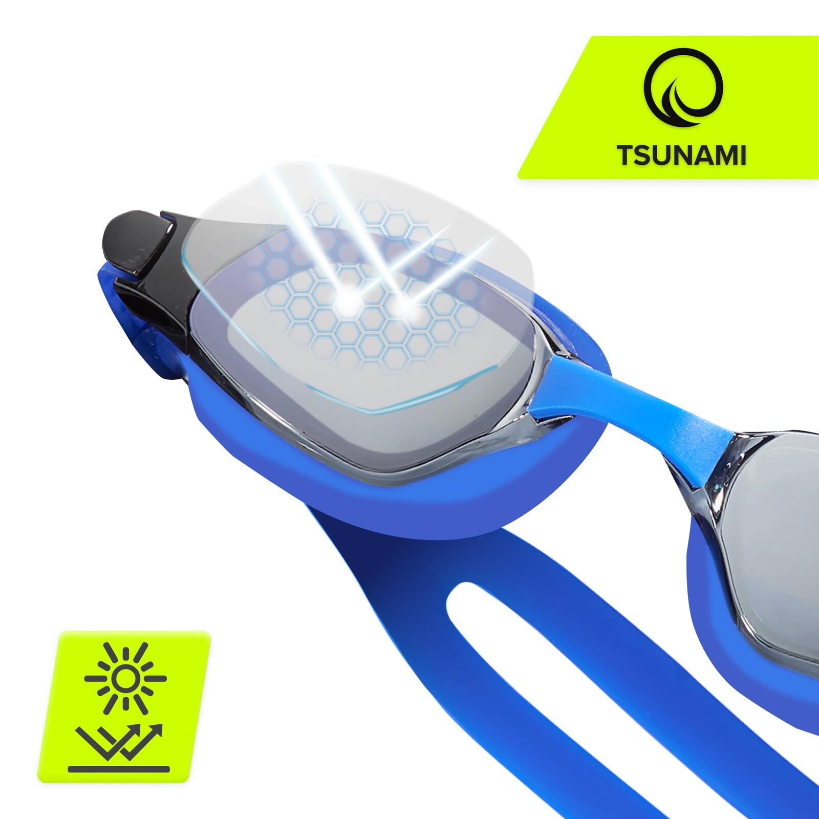 Occhialini Nuoto Anti-Fog Filtro UV Silicone TSUNAMI con Custodia 4/7