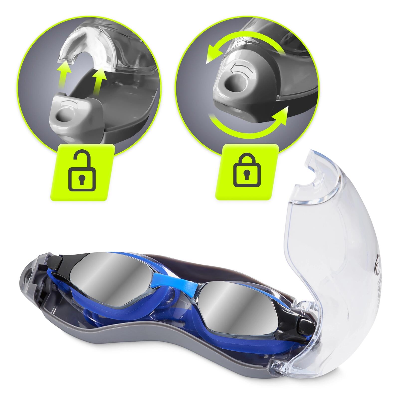 Occhialini Nuoto Anti-Fog Filtro UV Silicone TSUNAMI con Custodia 3/7