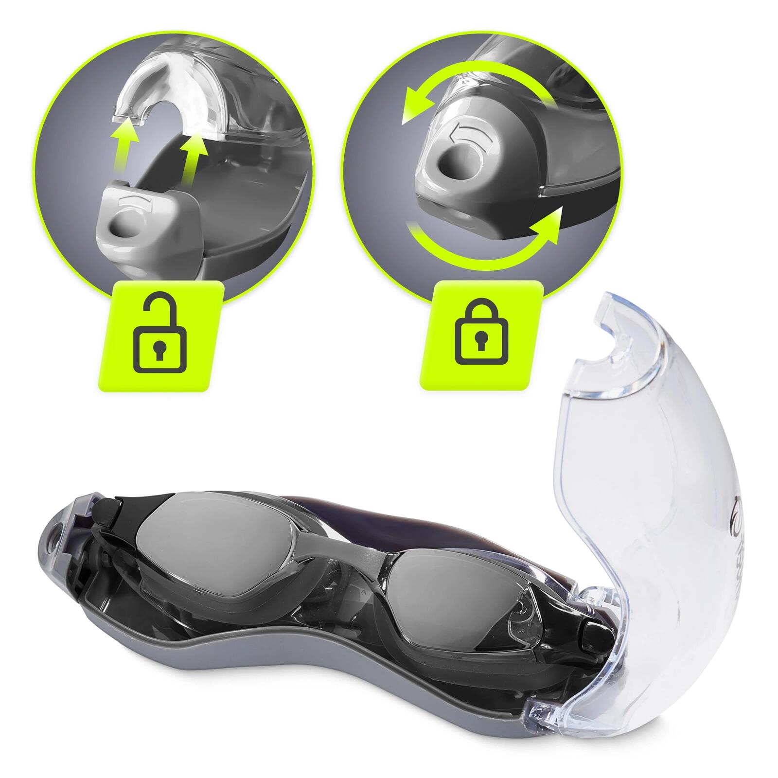 Occhialini Nuoto Anti-Fog Filtro UV Silicone TSUNAMI con Custodia 3/7
