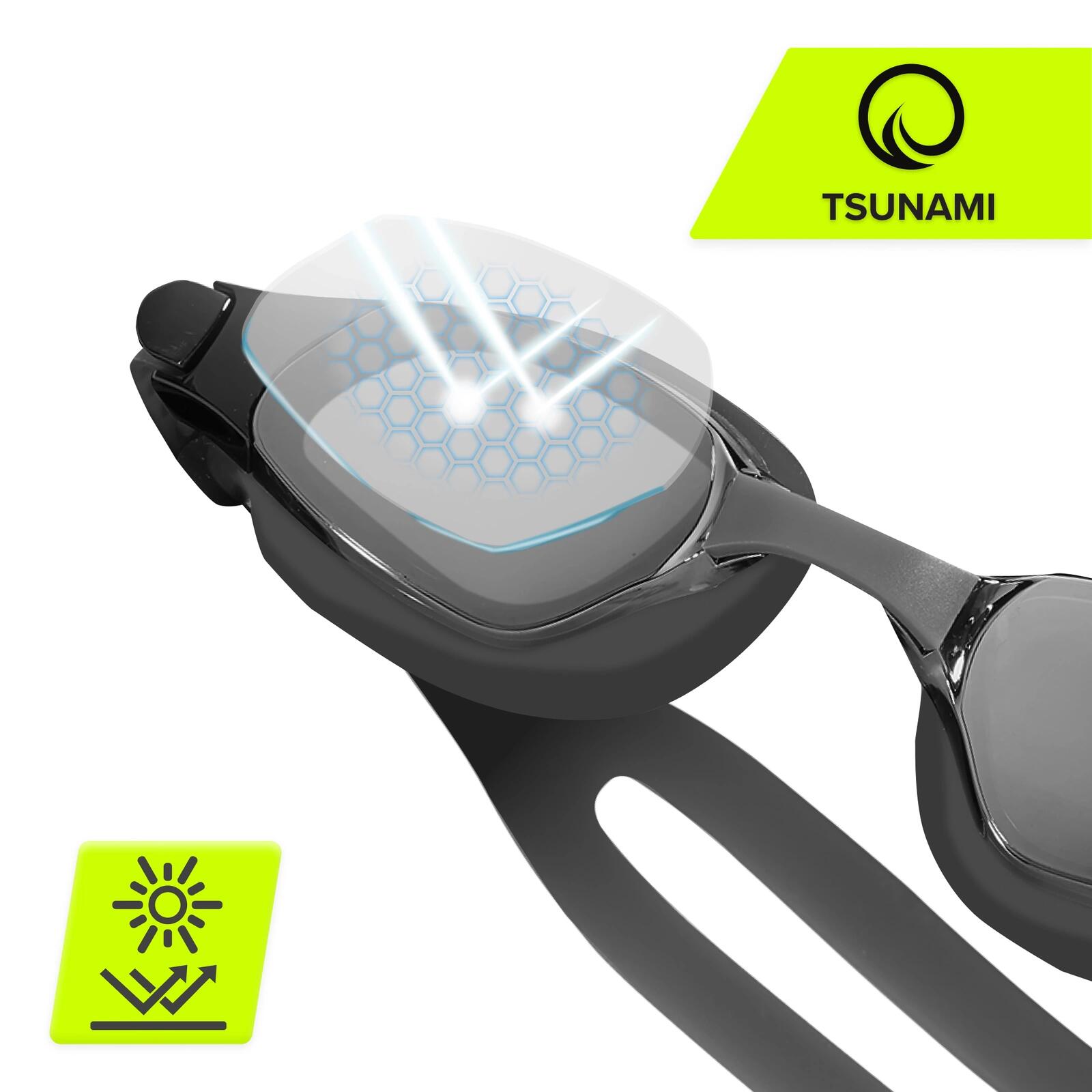 Occhialini Nuoto Anti-Fog Filtro UV Silicone TSUNAMI con Custodia 4/7