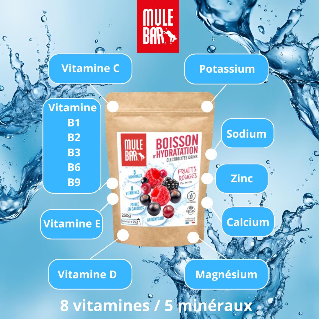 Boisson d'hydratation - Electrolytes - Mulebar - Fruits rouges - 250g 3/4