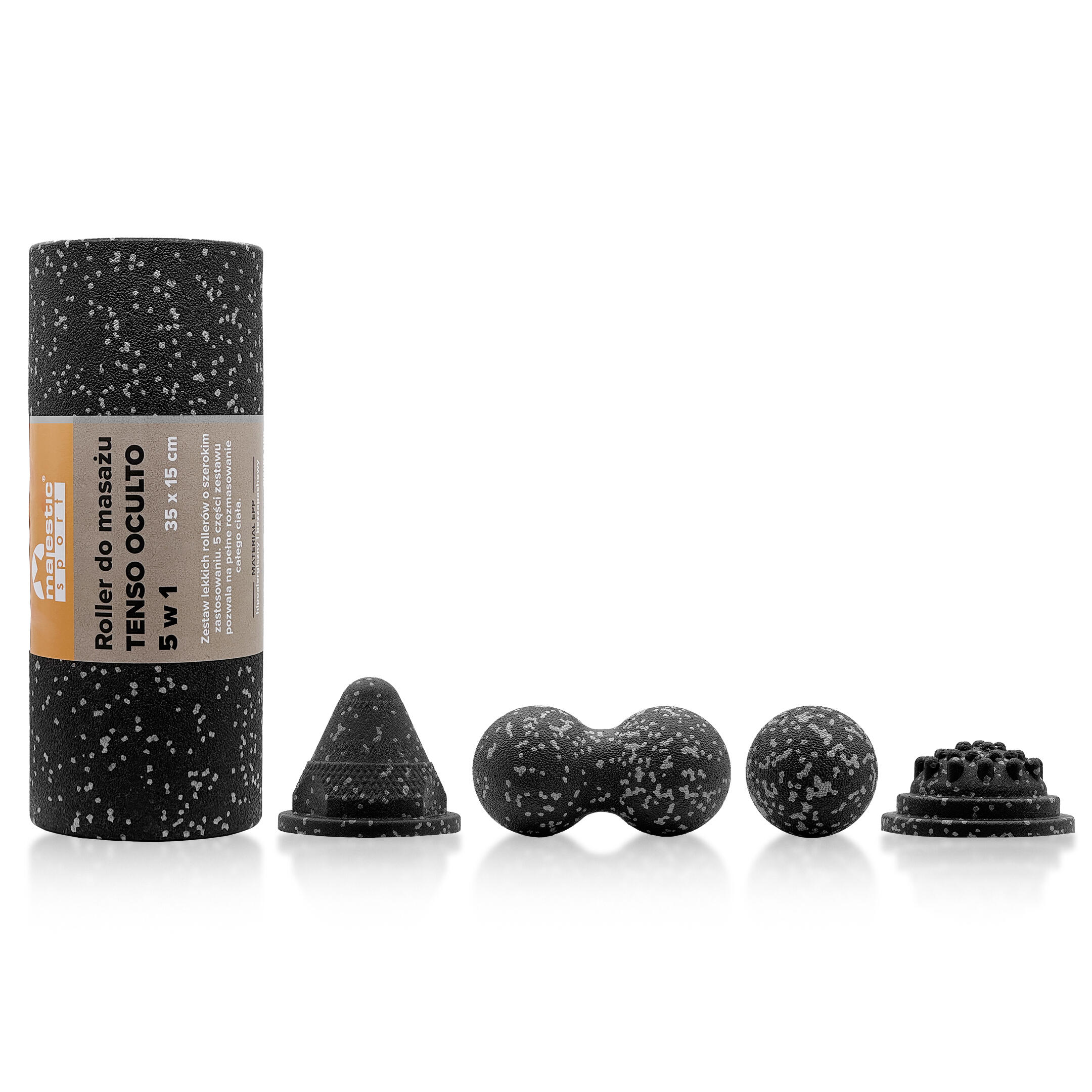 Zestaw do masażu Majestic Sport TENSO EPP 5w1 Roller Piłka Duoball Stożek Jeżyk 2/4