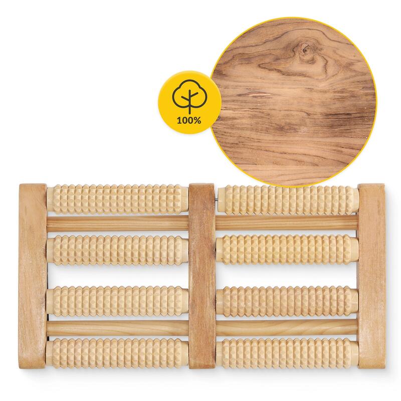 Roller de masaj pentru picioare din lemn 4FIZJO dublu