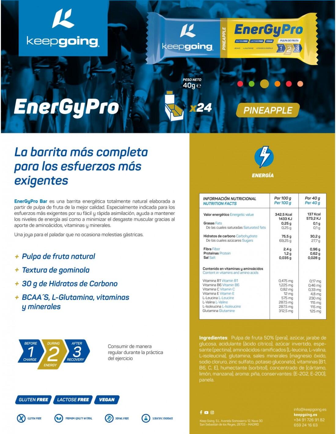 Barrita Energética Natural Energía Pro "EnergyPro Bar" de Piña 1x40g 6/6