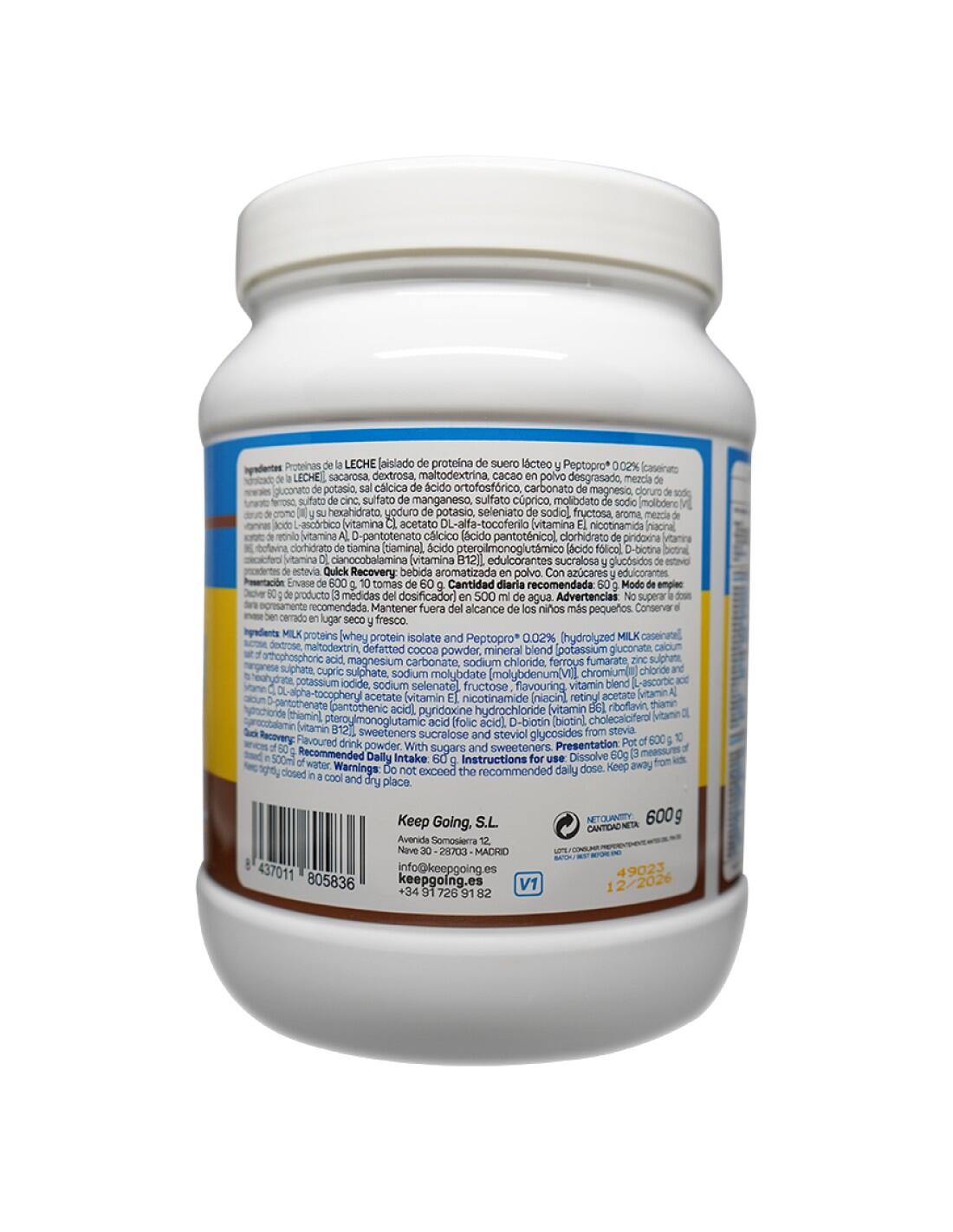 Bebida Recuperadora en Polvo "Quick Recovery" Sabor Chocolate 600g 2/5