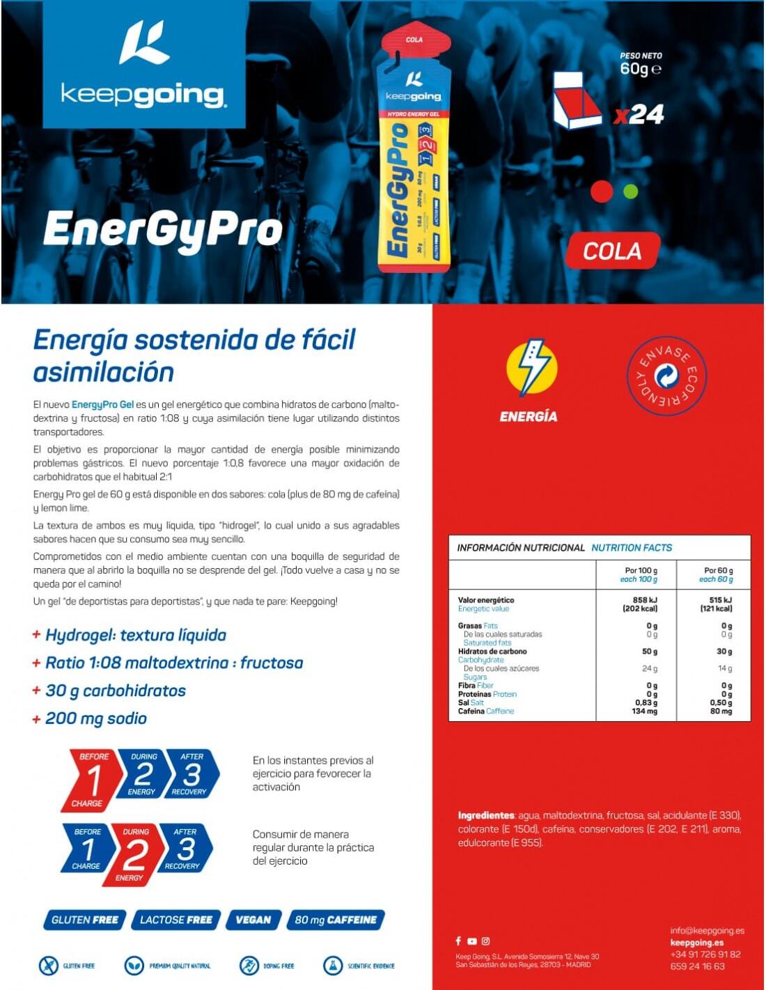 Gel Energético Energía Pro "EnergyPro Gel" Sabor Cola 1 ud x 60g 5/5