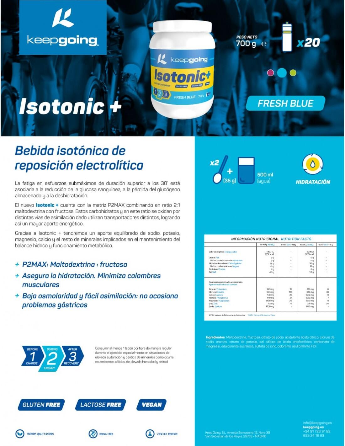 Bebida Isotónica en Polvo "Isotonic +" Sabor Fresh Blue 700 g 5/6
