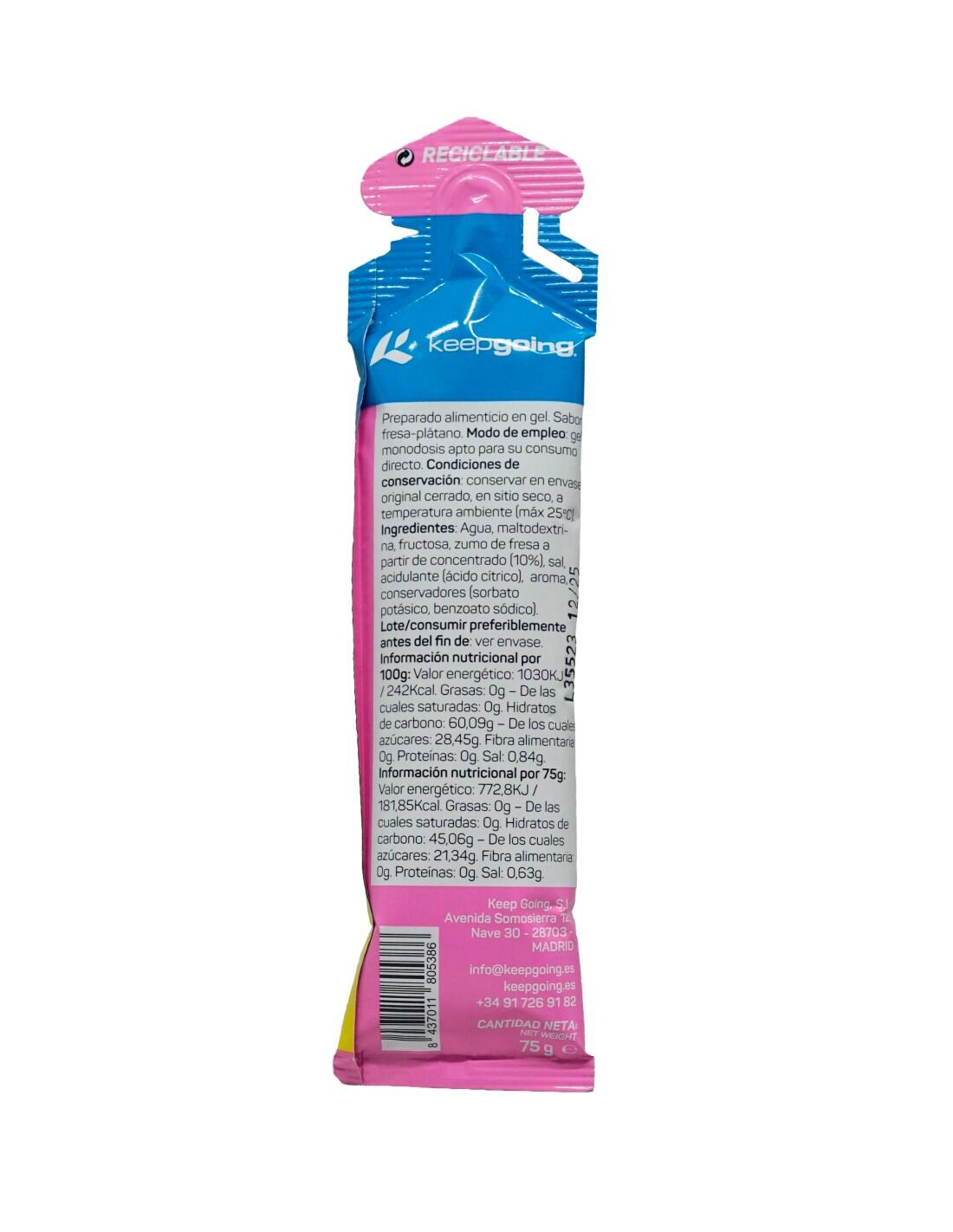 Gel Energético Energía Pro "EnergyPro Gel" Sabor Fresa y Plátano 24 x 75g 3/5