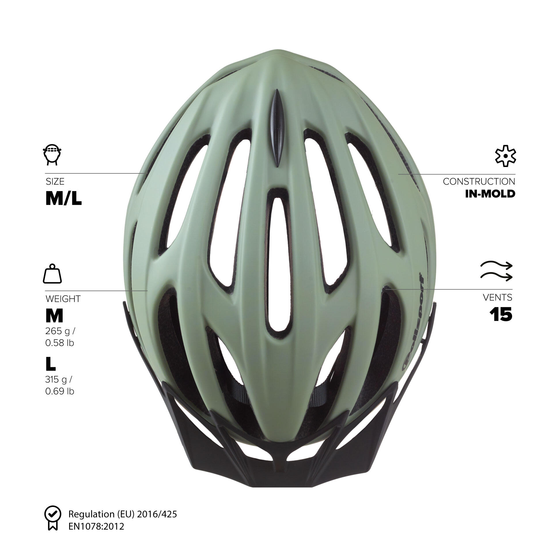 Sport Flow Casco de Ciclismo MTB Recreativo Verde Mate 5/8