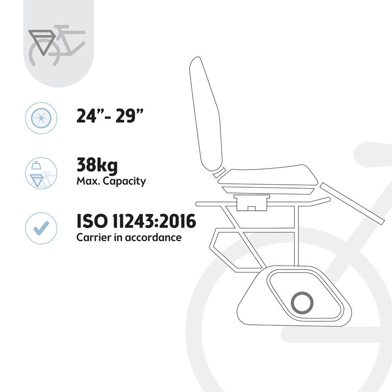 Siège Junior Vélo Arrière Porta-Bagages One Junior 35kg Noir/Noir