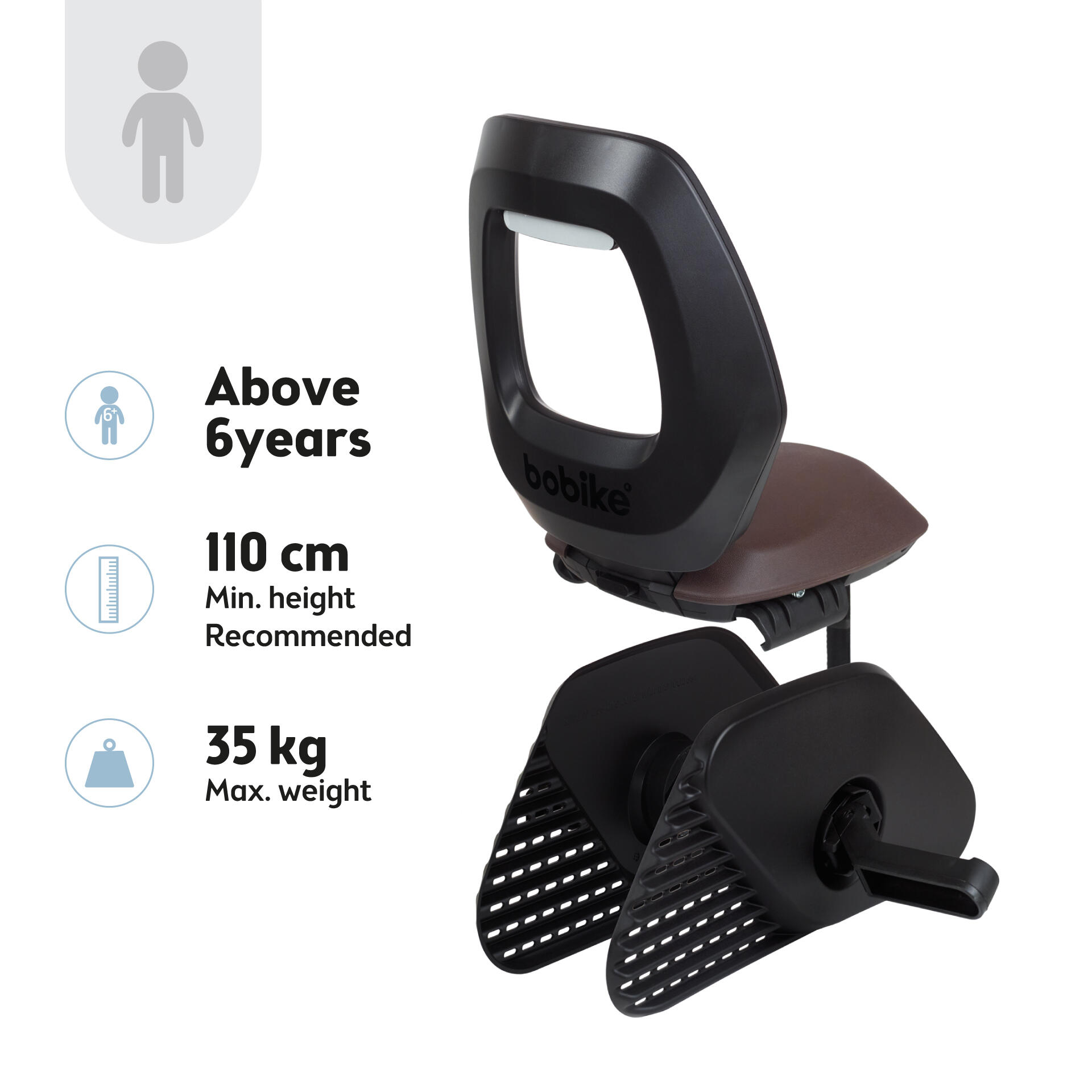 Silla Bicicleta Trasera Junior Portaequipajes One Junior 35kg Marrón Oscuro 2/6