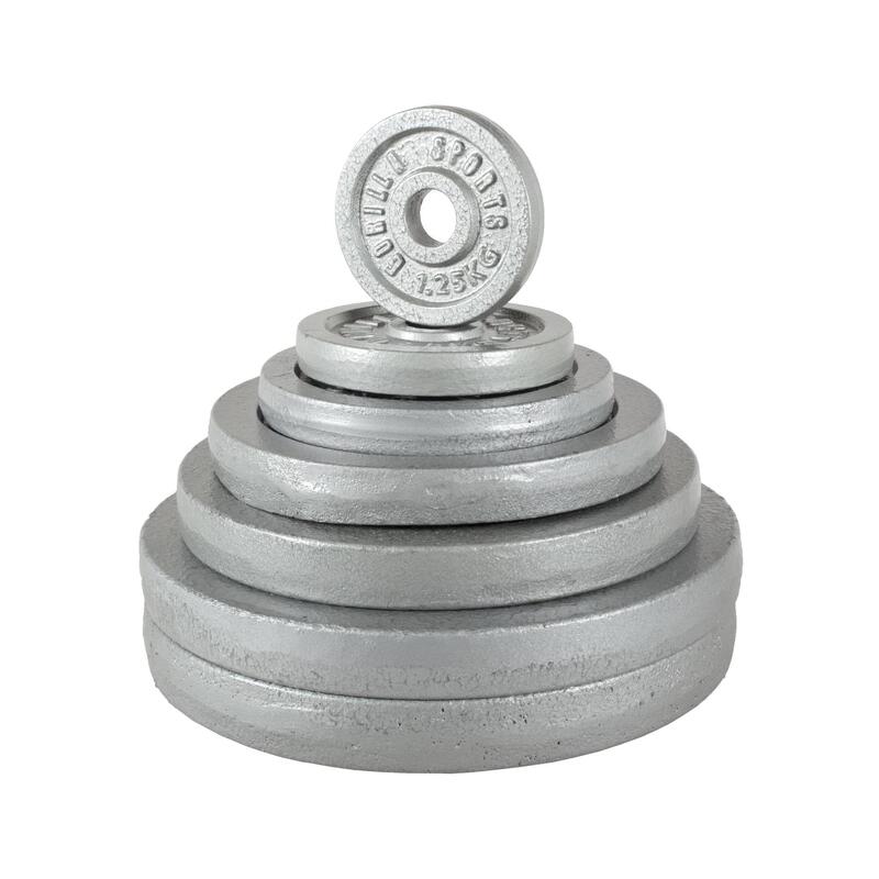 Set de 2 gantere cu discuri din fonta Argintiu 30 KG