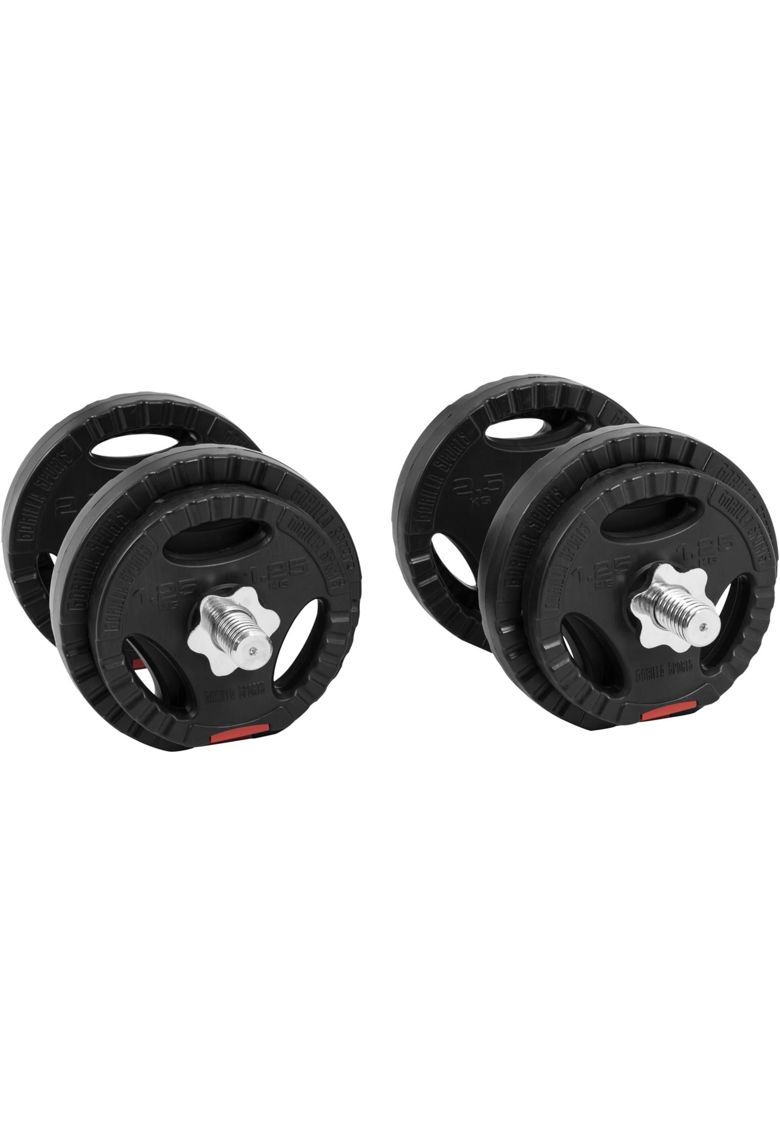 KIT HALTÈRES COURT 20KG AVEC DISQUES PLASTIQUES GRIP | MUSCULATION | 30MM/31MM 2/7