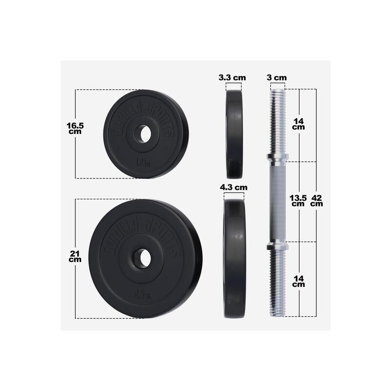 Set gantere reglabile 20 kg cu discuri din ciment