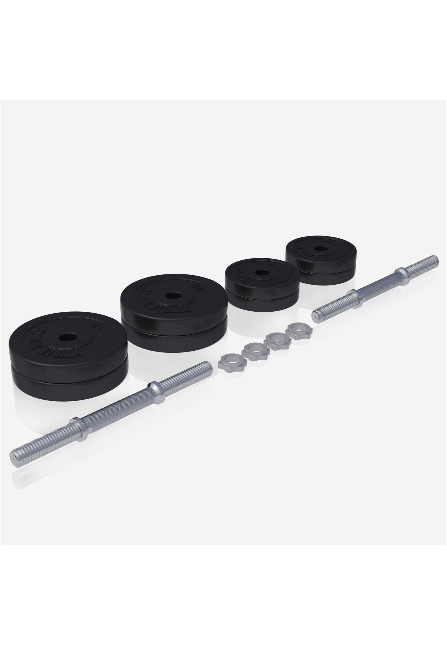 KIT HALTÈRES COURT DE 20KG AVEC DISQUES PLASTIQUE | MUSCULATION | 30MM/31MM 2/7