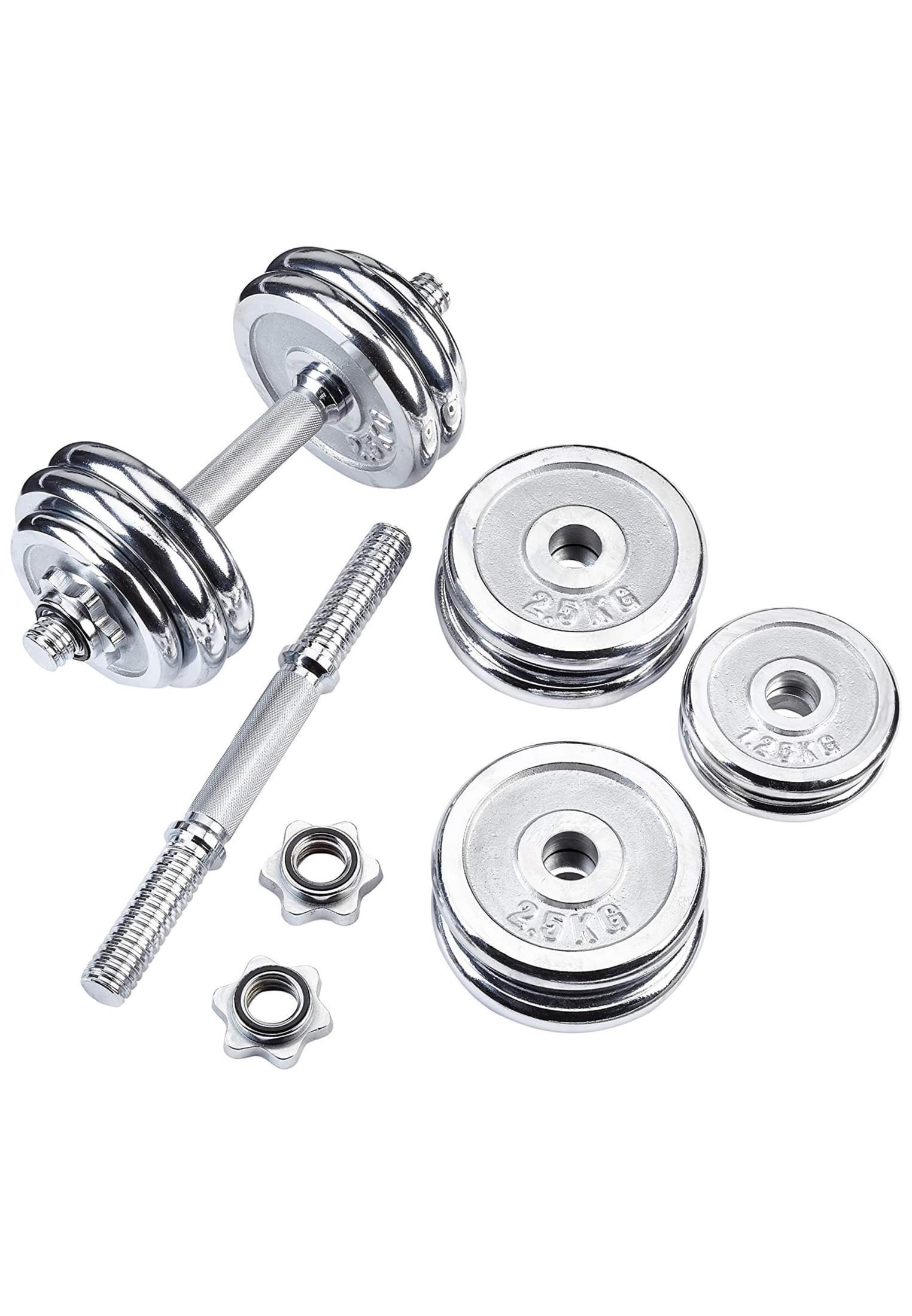 KIT HALTÈRES COURT DE 30 KG AVEC DISQUES CHROMÉS | MUSCULATION | 30MM/31MM 6/7
