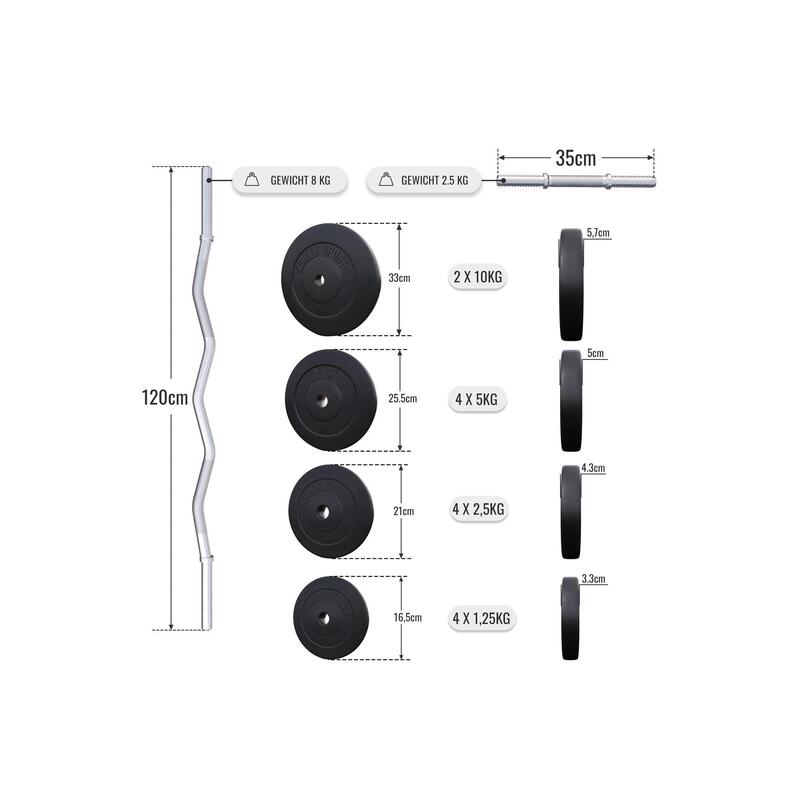 SZ-Curlset din plastic 70kg blocare cu arc